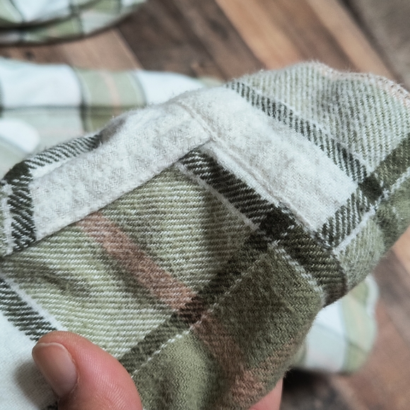 Wonder Nation Shacket Green White Plaid Thick Flannel Sz LG 10-12 Kid Unisex - Picture 5 of 14
